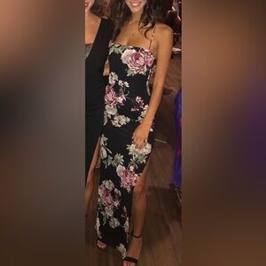 Windsor Black Floral Asymmetrical Dress